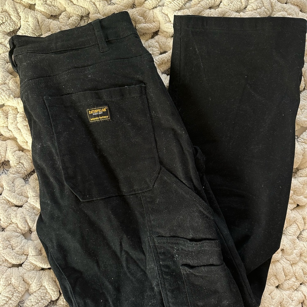 Caterpillar Mens Black Cargo Straight leg Work Pants